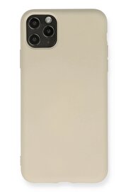 CepteToptan iPhone 11 Pro Max Kılıf Nano içi Kadife Silikon - Bej - DROPX6165-2239