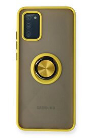 CepteToptan Samsung Galaxy A02S Kılıf Montreal Yüzüklü Silikon Kapak - Sarı - DROPX3717-9261