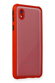 CepteToptan Samsung Galaxy A01 Core Kılıf Miami Şeffaf Silikon - Kırmızı - DROPX8781-7539