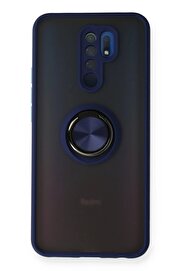 CepteToptan Xiaomi Redmi 9 Kılıf Montreal Yüzüklü Silikon Kapak - Lacivert - DROPX3132-8340