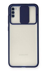 CepteToptan Samsung Galaxy A11 Kılıf Palm Buzlu Kamera Sürgülü Silikon - Lacivert - DROPX1615-8546