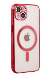 CepteToptan iPhone 14 Plus Kılıf Magneticsafe Lazer Silikon - Kırmızı - DROPX6202-9440