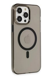 CepteToptan iPhone 13 Pro Max Kılıf Tron Şeffaf Magsafe Kapak - Siyah - DROPX9797-2050