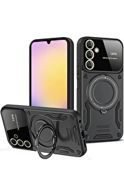 CepteToptan Samsung Galaxy A26 Kılıf Joy Lens Standlı Kapak - Siyah - 658303-8956