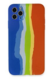 CepteToptan iPhone 11 Pro Kılıf Ebruli Lansman Silikon - Mavi-Turuncu - DROPX8348-5809