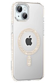 CepteToptan Apple iPhone 14 Move Taşlı Magsafe Kapak - Pembe - DROPX4964-4503