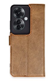 CepteToptan Oppo Reno 11F Kılıf Trend S Plus Kapaklı Kılıf - Taba - DROPX9786-6019
