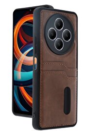 CepteToptan Xiaomi Redmi 14C Kılıf Sara Kartvizitli Deri Kılıf - Taba - DROPX8600-4241