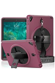 CepteToptan iPad 5 Air 9.7 Kılıf Strap-C Otterbox Tablet Kapak - Mürdüm - DROPX3313-3261
