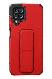 CepteToptan Samsung Galaxy A22 Kılıf Mega Standlı Silikon - Kırmızı - DROPX7179-2087