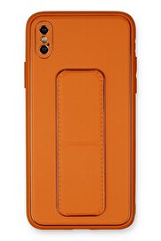 CepteToptan iPhone XS Max Kılıf Coco Deri Standlı Kapak - Turuncu - DROPX7054-2545