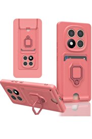 CepteToptan Xiaomi Redmi Note 14 Pro 4G Kılıf Zuma Kartvizitli Yüzüklü Silikon - Pembe - DROPX1998-1906