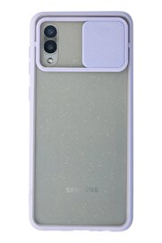 CepteToptan Samsung Galaxy A02 Kılıf Palm Buzlu Kamera Sürgülü Silikon - Lila - DROPX3864-4723