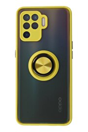 CepteToptan Oppo Reno 5 Lite Kılıf Montreal Yüzüklü Silikon Kapak - Sarı - DROPX5039-1960