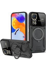 CepteToptan Xiaomi Redmi Note 12 Pro 4G Kılıf Joy Lens Standlı Kapak - Siyah - DROPX9763-5344