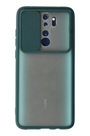 CepteToptan Xiaomi Redmi Note 8 Pro Kılıf Palm Buzlu Kamera Sürgülü Silikon - Yeşil - DROPX2570-8917