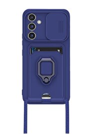 CepteToptan Samsung Galaxy A25 5G Kılıf Zuma Kartvizitli Yüzüklü Silikon - Lacivert - DROPX5780-3826