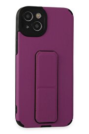 CepteToptan iPhone 14 Plus Kılıf Mega Standlı Silikon - Mor - DROPX4742-3318