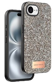 CepteToptan Apple iPhone 16E Bright Simli Kapak - Çöl Titanyum - DROPX7586-4004