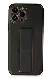 CepteToptan iPhone 13 Pro Max Kılıf Coco Deri Standlı Kapak - Siyah - DROPX3076-2910