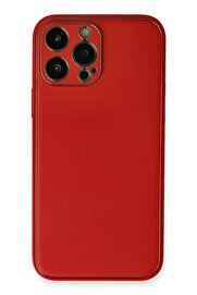 CepteToptan iPhone 13 Pro Kılıf Coco Deri Silikon Kapak - Kırmızı - DROPX8280-3501