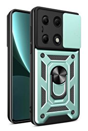 CepteToptan Xiaomi Poco M6 Pro 4G Kılıf Pars Lens Yüzüklü Silikon - Yeşil - DROPX7940-3435