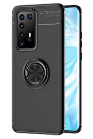 CepteToptan Huawei P40 Pro Kılıf Range Yüzüklü Silikon - Siyah - DROPX2383-7273