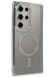 CepteToptan Samsung Galaxy S24 Ultra Kılıf Joke Simli Magneticsafe Kılıf - Gümüş - DROPX6359-1144