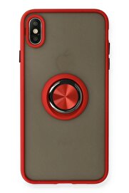 CepteToptan iPhone X Kılıf Montreal Yüzüklü Silikon Kapak - Kırmızı - DROPX1990-1064