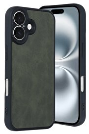 CepteToptan iPhone 16 Kılıf Aras Deri Kapak - Koyu Yeşil - DROPX3380-5768