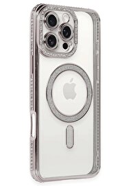 CepteToptan iPhone 16 Pro Kılıf Joke Simli Magneticsafe Kılıf - Pembe - DROPX4828-5099