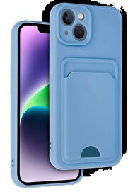 CepteToptan iPhone 14 Kılıf Kelvin Kartvizitli Silikon - Mavi - DROPX6012-1844