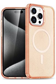 CepteToptan iPhone 14 Pro Max Kılıf Glow Magsafe Kapak - Turuncu - DROPX6624-7350