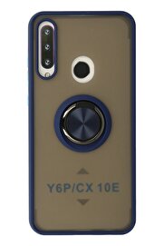 CepteToptan Huawei Y6P Kılıf Montreal Yüzüklü Silikon Kapak - Lacivert - DROPX9808-7907