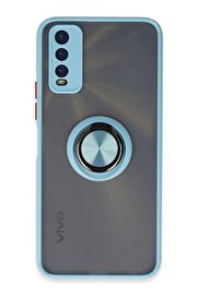 CepteToptan Vivo Y11S Kılıf Montreal Yüzüklü Silikon Kapak - Buz Mavi - DROPX1178-9049
