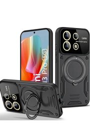 CepteToptan Xiaomi Redmi Note 13 Pro 5G Kılıf Joy Lens Standlı Kapak - Siyah - DROPX7013-4545