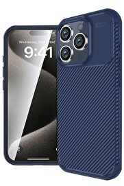 CepteToptan iPhone 16 Pro Max Kılıf Auto Focus Karbon Kapak - Lacivert - DROPX1742-1169