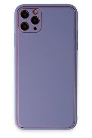 CepteToptan iPhone 11 Pro Max Kılıf Coco Deri Silikon Kapak - Açık Lila - DROPX6172-8552