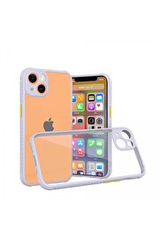 CepteToptan iPhone 13 Mini Kılıf Miami Şeffaf Silikon - Lila - DROPX2547-1793
