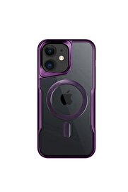 CepteToptan iPhone 12 Kılıf Boyi Magsafe Silikon Kapak - Derin Mor - DROPX3760-2739