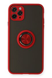CepteToptan iPhone 11 Pro Kılıf Montreal Yüzüklü Silikon Kapak - Kırmızı - DROPX4461-2167