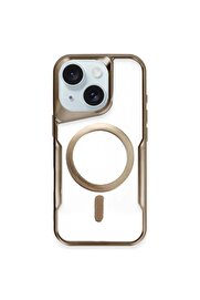 CepteToptan iPhone 15 Plus Kılıf Boyi Magsafe Silikon Kapak - Kahverengi - DROPX9402-1624
