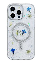 CepteToptan iPhone 14 Pro Max Flower Magsafe Kapak - Krem - DROPX7352-7471