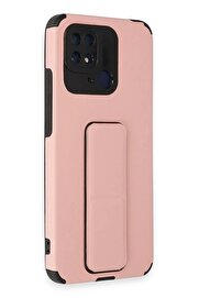 CepteToptan Xiaomi Redmi 10C Kılıf Mega Standlı Silikon - Pudra - DROPX7576-9841