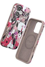 CepteToptan iPhone 16 Flower Series Magsafe Kapak - Pembe - DROPX9463-1800