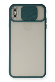CepteToptan iPhone XS Max Kılıf Palm Buzlu Kamera Sürgülü Silikon - Yeşil - DROPX7460-4143