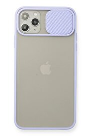 CepteToptan iPhone 11 Pro Max Kılıf Palm Buzlu Kamera Sürgülü Silikon - Lila - DROPX7109-4425