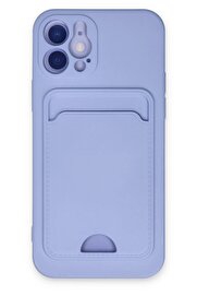 CepteToptan iPhone 12 Kılıf Kelvin Kartvizitli Silikon - Lila - DROPX3015-9080