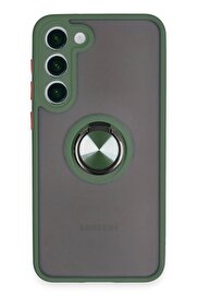 CepteToptan Samsung Galaxy S23 Plus Kılıf Montreal Yüzüklü Silikon Kapak - Yeşil - DROPX7519-8489