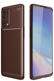 CepteToptan Oppo Reno 5 Pro Kılıf Auto Focus Karbon Kapak - Kahverengi - DROPX7405-9779